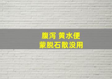 腹泻 黄水便 蒙脱石散没用